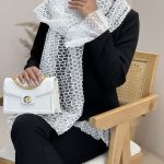 شال قلاب بافی کندویی - کد 3640